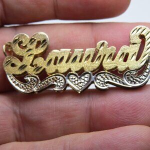 14k Gold Double Name Plate LAURA Hand Made